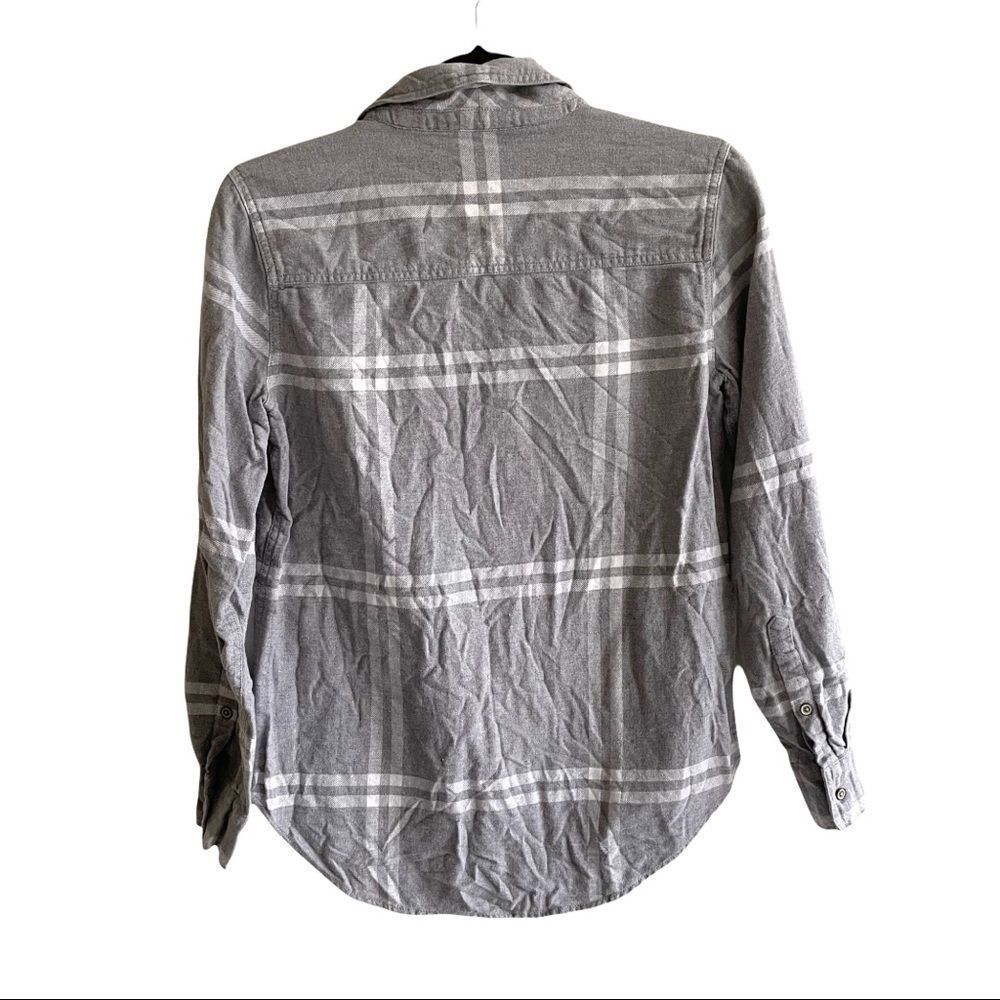 Anthropologie Gray & White Plaid Relaxed Button-Down - Picture 2 of 8